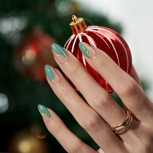 High Quality Luxury Fake False <b>Nails</b> <b>Set</b> with Glue Wholesale Soft Gel Custom Almond Christmas Bulk Press on <b>Nails</b> En Gros - Product Image 1