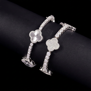Factory Price Lucky Clover <b>Bracelet</b> S925 Silver Gold Plated VVS Moissanite Cuban <b>Bracelet</b> with GRA Certificate - Product Image 1