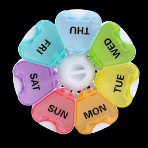 High Quality Petal Shape 7-Slot <b>Plastic</b> Pill Case for Capsules <b>Pocket</b> Size Medicine Holder Green - Product Image 3