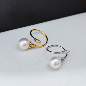 Base para Anillo de Plata S925, Accesorios para Perlas DIY, Anillo de Moda con Cuentas Redondas de 11-13 mm, Joyería de Diamantes 10071 - Product Image 2