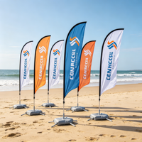 Drapeau plume personnalisé avec logo d'entreprise, bannière publicitaire extérieure, drapeau de plage, impression recto-verso, polyester, avec mât et base