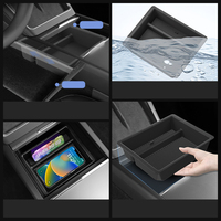 Boîte de rangement de console centrale de style original en tissu floqué noir de haute qualité pour Tesla Nouveau Modèle 3/Y/YL 2025