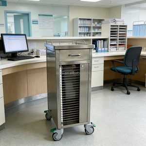 Carrito para Historiales Médicos con Cerradura, Acero Inoxidable 304, 25 Ranuras, Superficie de Trabajo Ancha, Ruedas Silenciosas, Modelo KZ-A170 - Product Image 5