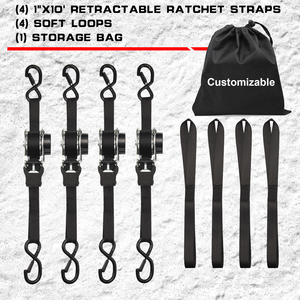 1 inch có thể thu vào Ratchet Tie xuống dây đai với an toàn S Hooks mềm LOOPS 8-Pack - Product Image 5