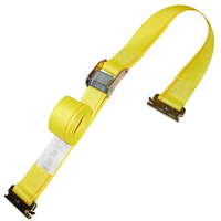 Sangle à boucle à came E jaune de 2 pouces en gros, longueur personnalisée, avec embout en E et extrémité bouclée