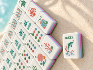 <span class=keywords><strong>Jeu</strong></span> de Mahjong américain en acrylique, 160 tuiles, design côtier, cadeau idéal pour les soirées jeux en famille ou entre amis - Product Image 1