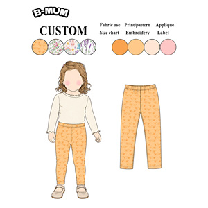 <span class=keywords><strong>Leggings</strong></span> per Bambine con Stampa Cuori <span class=keywords><strong>Arancioni</strong></span>, Elastico in Vita, Tessuto Morbido in Cotone per Uso Quotidiano - Product Image 1