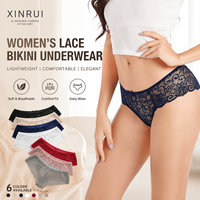 Braguitas de bikini sexys de encaje floral de talle bajo para mujer, ropa interior transpirable de nailon y elastano, suave y elástica, venta al por mayor OEM