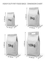 Sacs d'emballage personnalisés pour aliments pour animaux de compagnie de 1 kg, 5 kg, 10 kg, à fond plat, avec soufflet latéral, pochette en Mylar avec fermeture éclair coulissante robuste pour chiens et chats