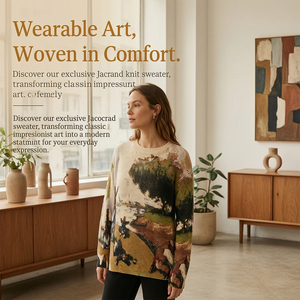 <span class=keywords><strong>Pull</strong></span> <span class=keywords><strong>en</strong></span> coton personnalisé pour femme, motif peint, tricot lourd 7GG, jacquard rétro, fabrication OEM ODM, vente <span class=keywords><strong>en</strong></span> gros, faible MOQ - Product Image 3