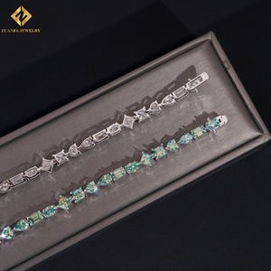 Moissanite Tennis <b>Bracelet</b> Fancy Shape 925 <b>Silver</b> Rhodium Plated Luxury Geometric Design <b>Bracelets</b> - Product Image 5
