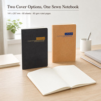 Carnet A5 cousu 141x207mm 80GSM 60 feuilles lignées en papier kraft Couverture noire 300 pièces/carton Vente en gros