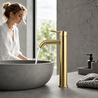 Robinet de lavabo monocommande moderne en nickel brossé, à montage sur plan, pour lavabo à poser, en alliage de zinc, vente en gros