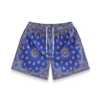 Shorts de sport en maille à motif cachemire pour hommes, personnalisés, en polyester, de haute qualité, pour le basketball, avec entrejambe de 5 pouces, vente en gros