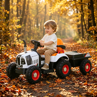 Tracteur électrique en plastique pour enfants avec remorque détachable, jouet véhicule agricole à batterie pour les jeux en plein air des enfants