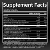 Gummies d'Ashwagandha Marque Blanche L-Théanine GABA 5-HTP Magnésium Safran Cerise Amère Complément Herbal Vente en Gros OEM