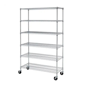 Carrito de Cocina Ajustable de Metal para Almacenamiento Industrial, Estantes de Alambre Cromados <span class=keywords><strong>con</strong></span> <span class=keywords><strong>Ruedas</strong></span>, Venta al Por Mayor de Fábrica - Product Image 1
