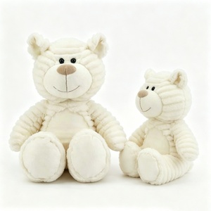 Ours en peluche crème personnalisé, ours en peluche blanc texturé, ours en peluche côtelé, animal en peluche, ours en peluche deux tailles - Product Image 5