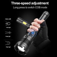 Lampes de poche LED XHP90, lampes de poche tactiques à zoom télescopique alimentées par LED, rechargeables par USB, LED de type 1101, lampe de poche plus