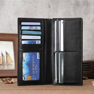 Portefeuille long de luxe pour garçons et hommes, en cuir véritable Crazy Horse, avec de longues fentes - Product Image 1