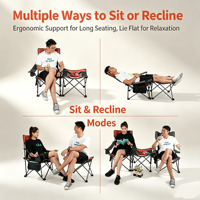 Chaise inclinable pliable réglable en 4 positions, durable, avec repose-pieds et accoudoirs amovibles, idéale pour la pêche, les pique-niques, le camping et la plage en extérieur.