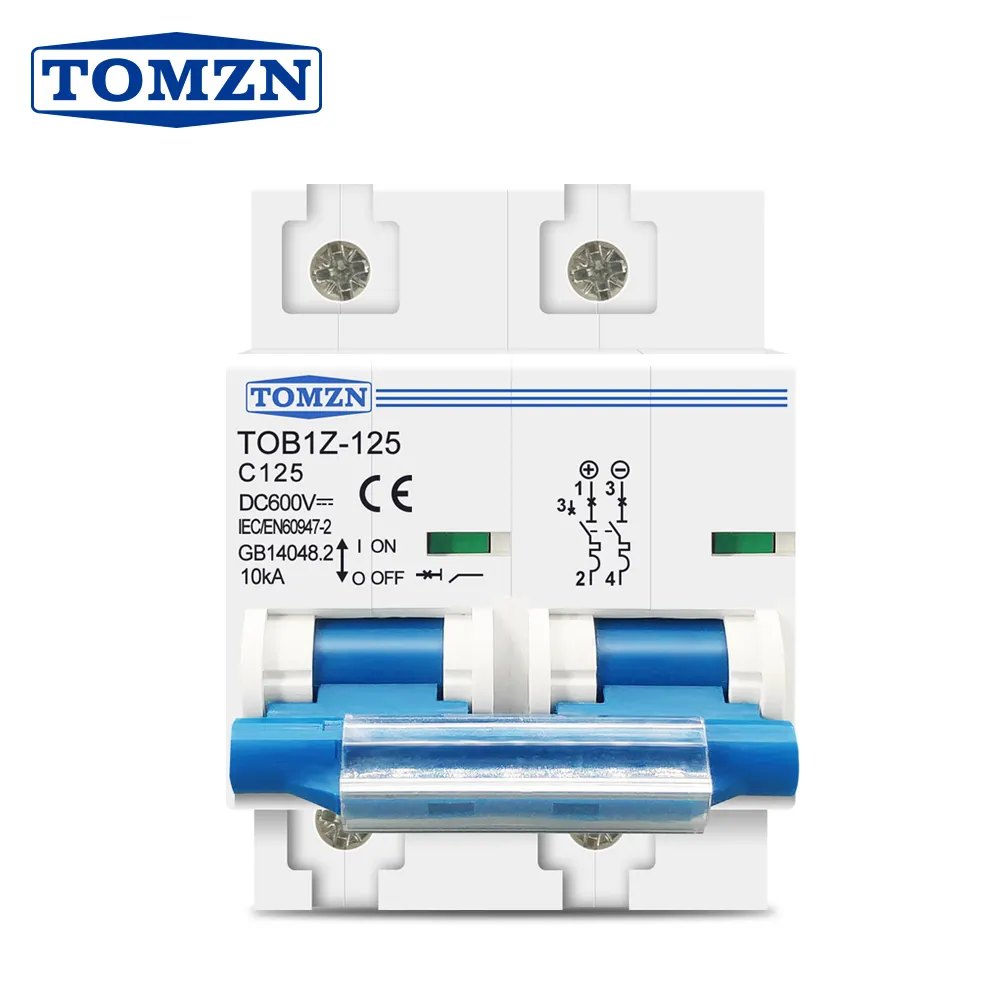 2P 80A 100A 125A DC MCB 600V Circuit breaker FOR PV System C curve MCB Battery Main Switch