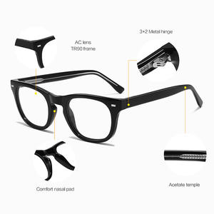 Nuevas gafas cuadradas TR90 con montura de acetato, cómodas, unisex, de marco completo, con lentes planas para uso diario. - Product Image 1