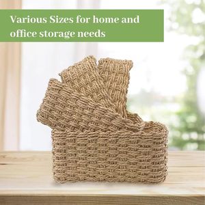 Handmade Paper Rope Woven <b>Storage</b> <b>Basket</b> Rectangle <b>Large</b> Household Clothing Organizer Soft Furnishing - Product Image 3
