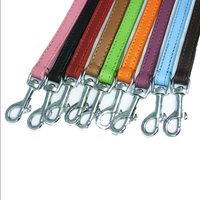 Collier pour chien en cuir véritable, taille réglable, en vert avion, avec anse courte, pour chiot