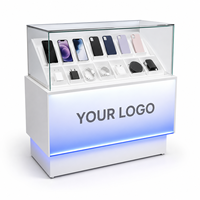 Comptoir/Présentoir de Téléphonie Mobile Écologique et Étanche Personnalisé avec Éclairage LED pour Magasin d'Électronique et Aménagement Intérieur de Vente au Détail