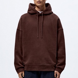 Felpe con cappuccio <span class=keywords><strong>oversize</strong></span> da uomo con stampa 100% in cotone personalizzato e peso pesante con logo personalizzato con logo <span class=keywords><strong>marrone</strong></span> bianco e cappuccio per uomo - Product Image 2