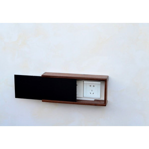 Black Walnut Solid Wood <b>Socket</b> Cover Box <b>Wall</b> Mounted Dustproof <b>Plug</b> Concealer Storage Rectangle Shape - Product Image 1