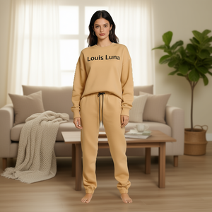 Conjunto Deportivo Louis Luna para Mujer, Beige, Tallas M/L/XL/2XL, Sudadera Holgada y Pantalones Jogger, Ropa Deportiva Informal - Product Image 2