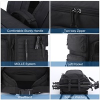 Sac à dos tactique de grande capacité, design entièrement ouvert, compatible Molle, multi-poches, polyester, pour voyages en plein air, camping, randonnée