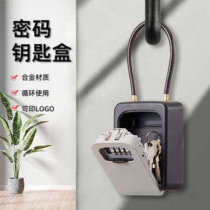 Steel <b>Wire</b> Hook Key Box Black Gray Zinc Alloy Resettable Combination Lock For Outdoor Office Use - Product Image 5