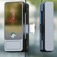 Nouvelle conception innovante en alliage d'aluminium, serrure intelligente pour porte coulissante en verre avec application Tuya, BLE, empreinte digitale, carte, mot de passe