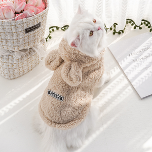 Classici comodi <span class=keywords><strong>vestiti</strong></span> caldi in pile di corallo <span class=keywords><strong>per</strong></span> animali domestici autunno/inverno simpatiche felpe con cappuccio con orecchie di <span class=keywords><strong>coniglio</strong></span> con stampa divertente stile Cosplay lettere - Product Image 3