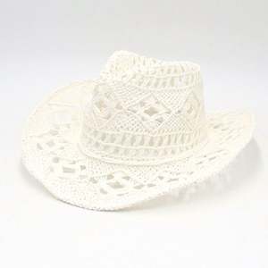 Wholesale Hollow Out Weave Pattern Straw Hat Beach Summer <b>Paper</b> Straw Cowboy Hat for Women Traveling <b>Sun</b> Shade - Product Image 4