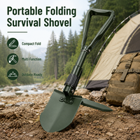 Pelle de camping multifonctionnelle pliable en acier avec manche long droit et design repliable