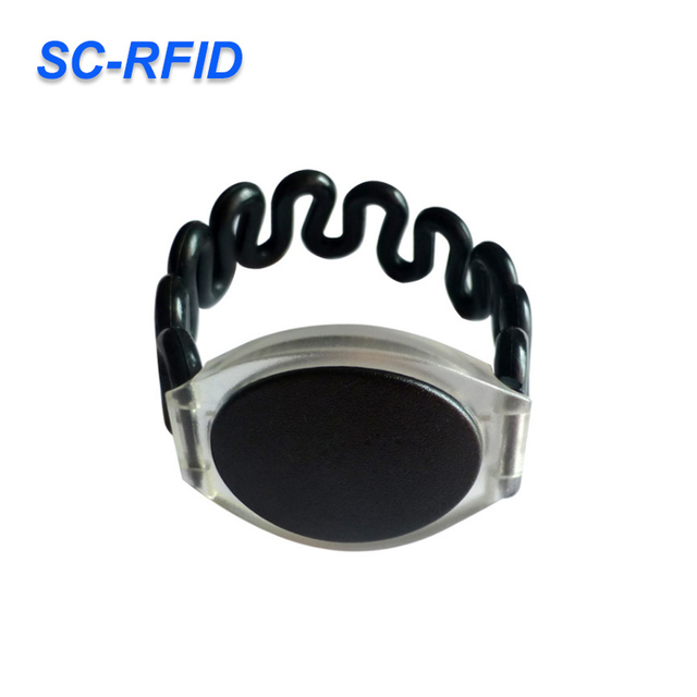 Streamlined Oil-resistant HF LF RFID ABS Wristband 125KHz 13.56MHz Smart Bracelet for Spa Sauna Guest Consumption Settlement