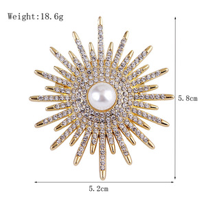 Broche de aleación chapado en oro con diseño de girasol y diamantes de imitación coloridos, joyería de lujo para mujer, regalo de compromiso o boda - Product Image 4