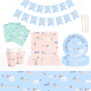 DAMAI - Juego de Vajilla Desechable con Diseño de Perros para Fiestas de Cumpleaños Infantiles, Incluye Platos y Servilletas de Papel para Fiestas de Niñas - Product Image 3