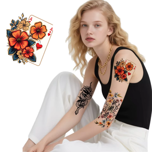 Vendita calda lunga durata adesivi Body Art 800 + disegni per donne/adulti realistici tatuaggi temporanei con fede fiori - Product Image 1