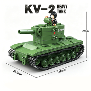 Jouet de construction éducatif en plastique ABS, char lourd <span class=keywords><strong>soviétique</strong></span> KV-2 de la Seconde Guerre mondiale, avec soldats, blocs de construction pour les 14 ans et plus - Product Image 2
