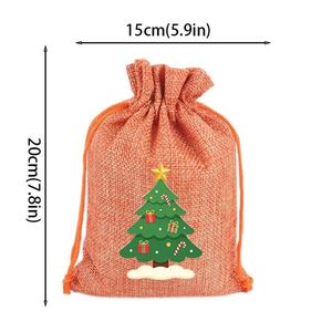 Sac en toile de jute de Noël en gros 15x20cm, personnalisable avec logo, sac en lin à cordon, pochette durable pour bonbons de Noël, cadeaux et fêtes - Product Image 2