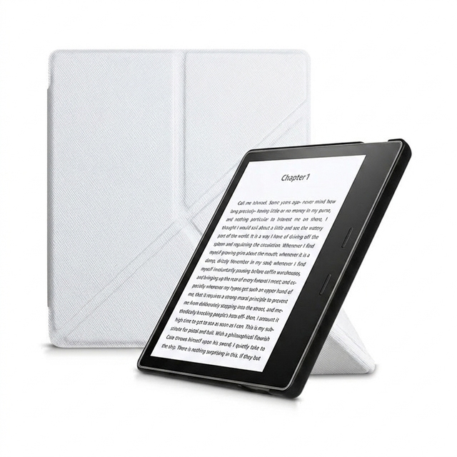 UV Printable Blank White PU Leather Case for Kindle Oasis 10th 9th Gen 2019 2017 Custom Logo E-reader Cover for Business Gifts