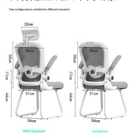 Chaise d'étude ergonomique en maille pour dortoir, bureau à domicile, confortable pour une utilisation prolongée, idéale pour l'école secondaire, modèle 267 avec cadre en arceau