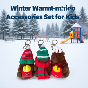 Set di portachiavi in peluche Zhicheng Capybara con cappello invernale, sciarpa e guanti per bambini, regalo a forma di cartone animato 3D - Product Image 2