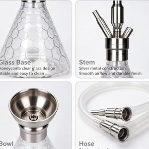 Moderno Set de Shisha/Hookah de Acero Inoxidable Color Oro Rosa con Espejo - Product Image 1