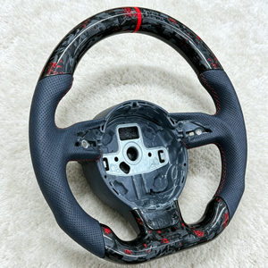 Volante de Coche para <span class=keywords><strong>Audi</strong></span> A4 B8 RS A3 8P A5 <span class=keywords><strong>A6</strong></span> C7 S3 8V S4 S5 S6 S7 R8 TT A7 A8, Volante de Fibra de Carbono Forjado Rojo - Product Image 2